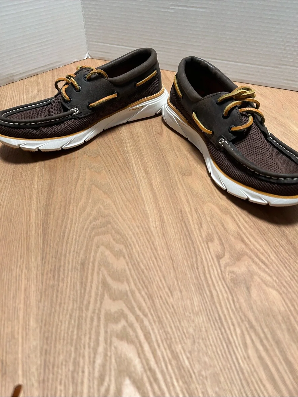 Men’s LLBean Kennebec 3 Eye Boat Shoes Leather & Mesh Rawhide Laces Size 8M New